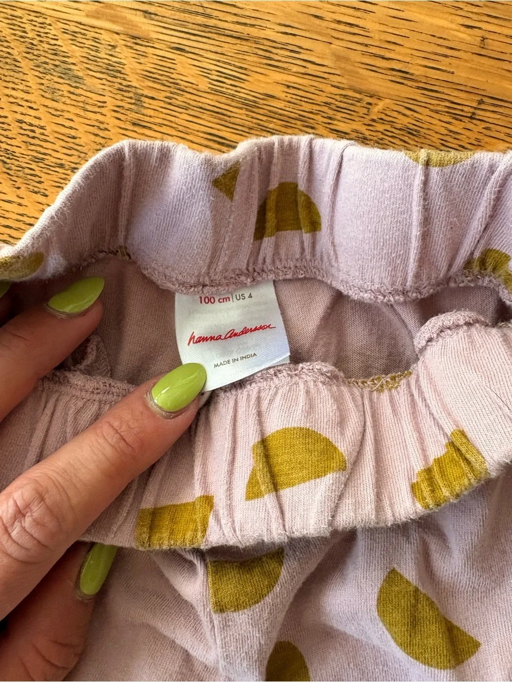 Hanna Andersson Lavender Two-Piece Pajama Set with Olive Print
